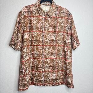 Hawaiian Shirt Sz X-Large Linen Blend Short Sleeve Camp Shirt